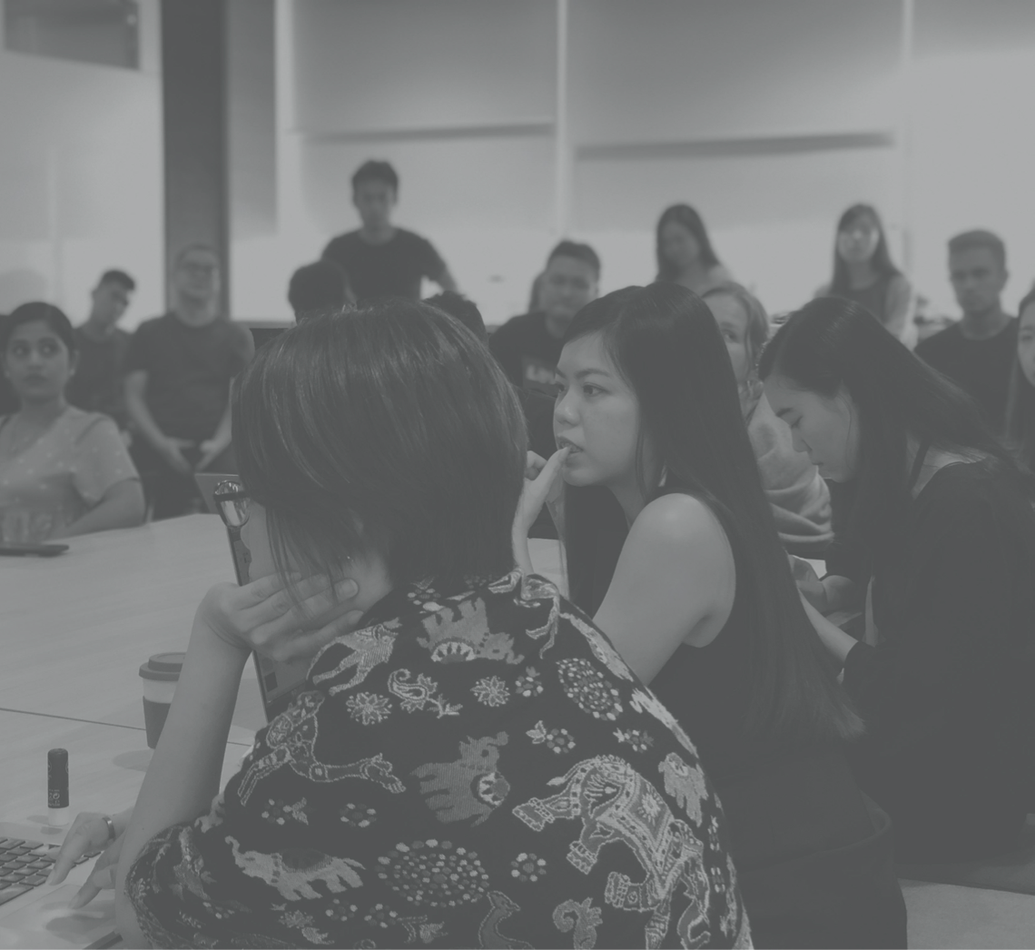 Members of the growing DBS design team gathered in a meeting