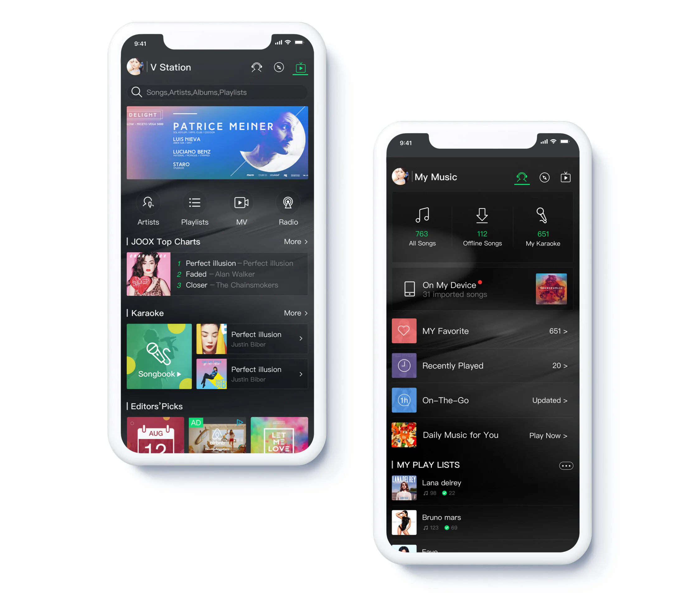 JOOX Music case study: redesigned V Station and My Music screens