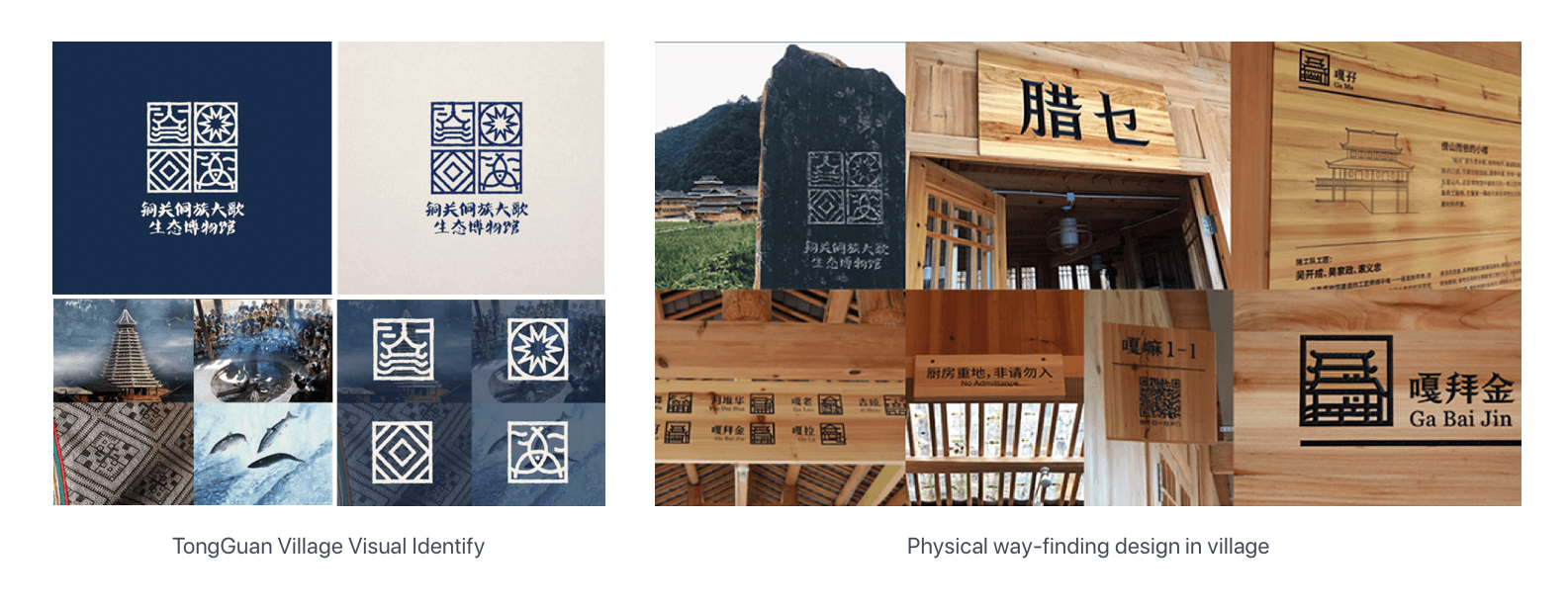 TongGuan village visual identity and the physical way-finding signs built from it in the village